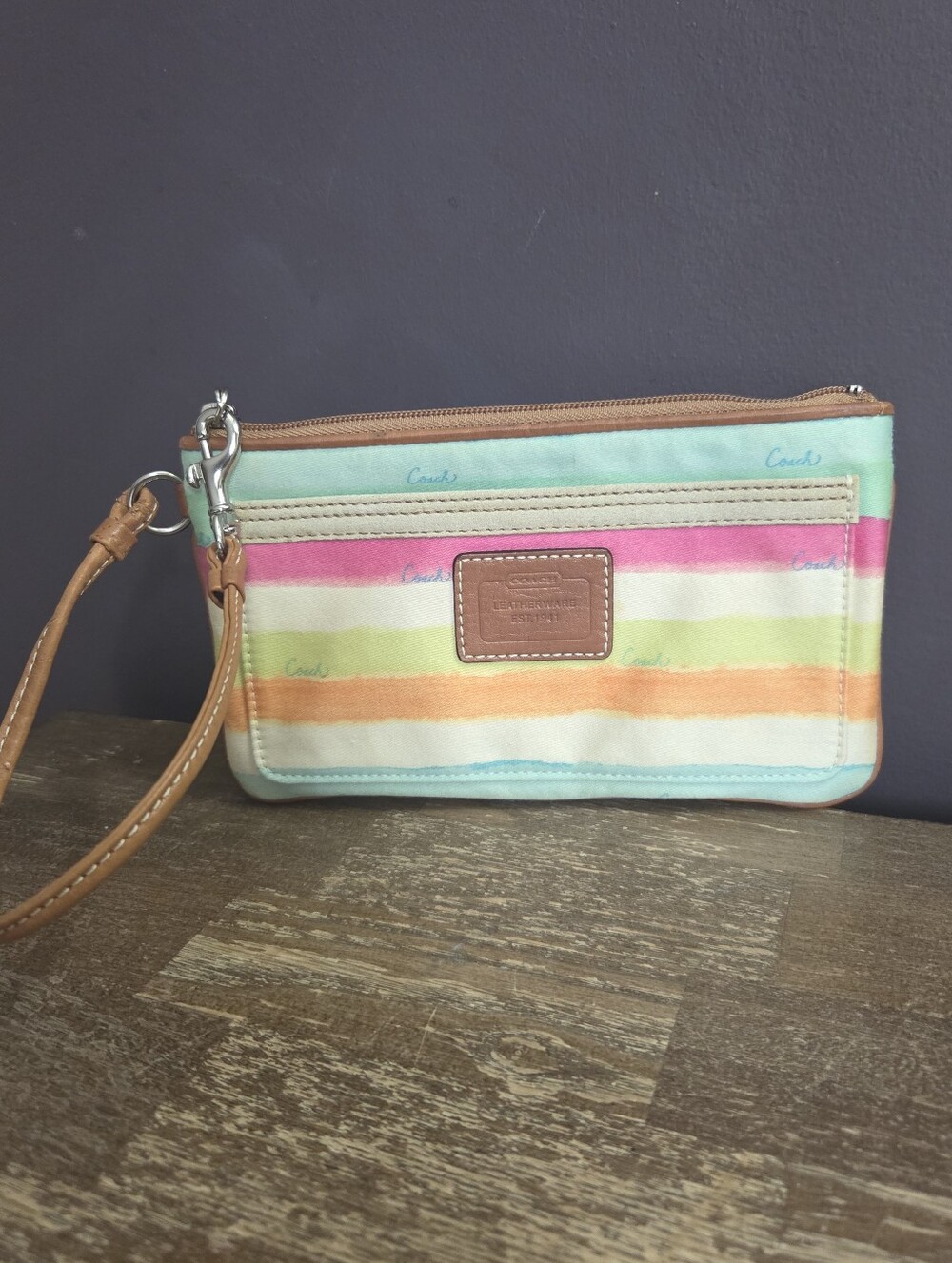 Y2k Coach Hamptons Watercolor Stripe Wrisrlet